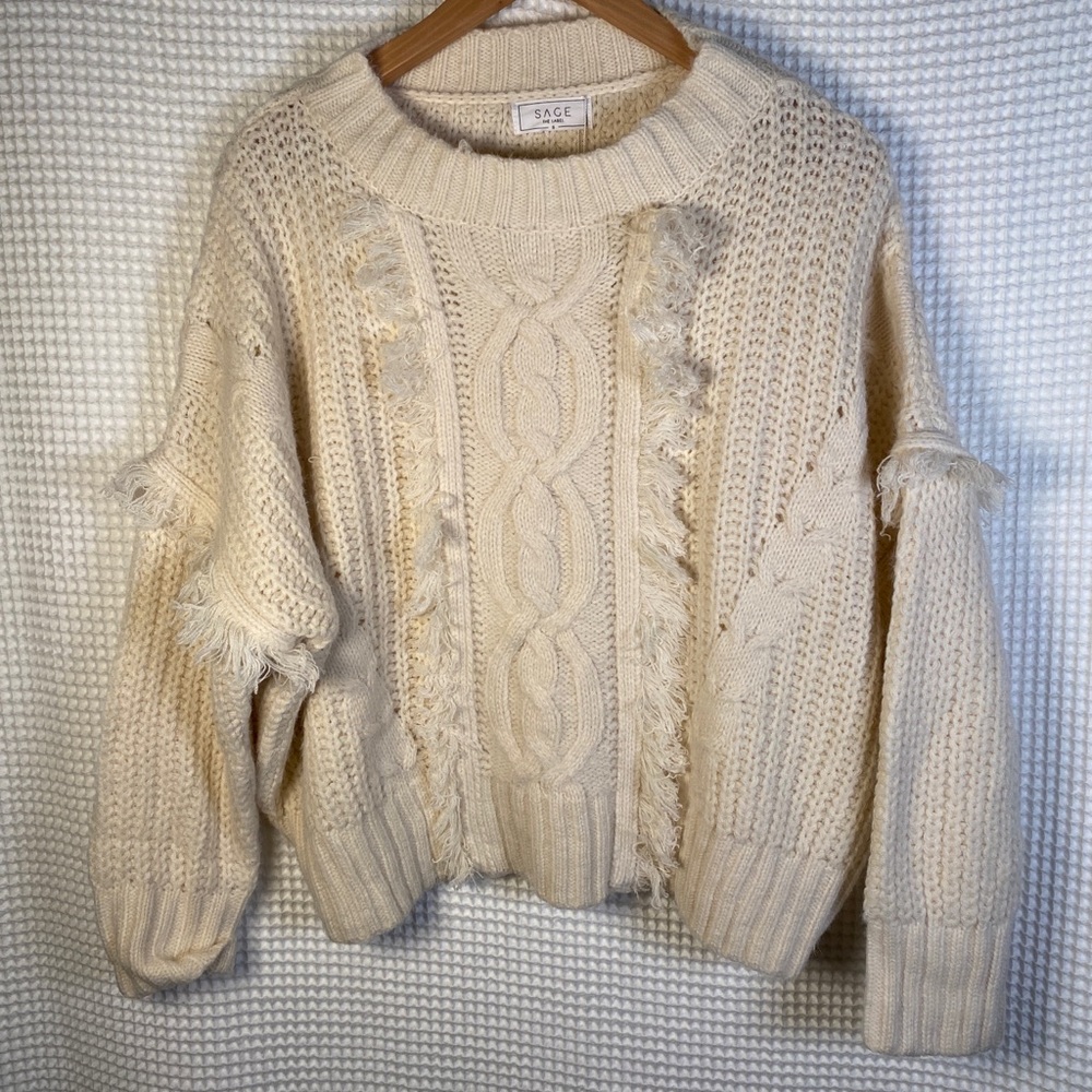 Sage the label sweater yarn cream woman  S new